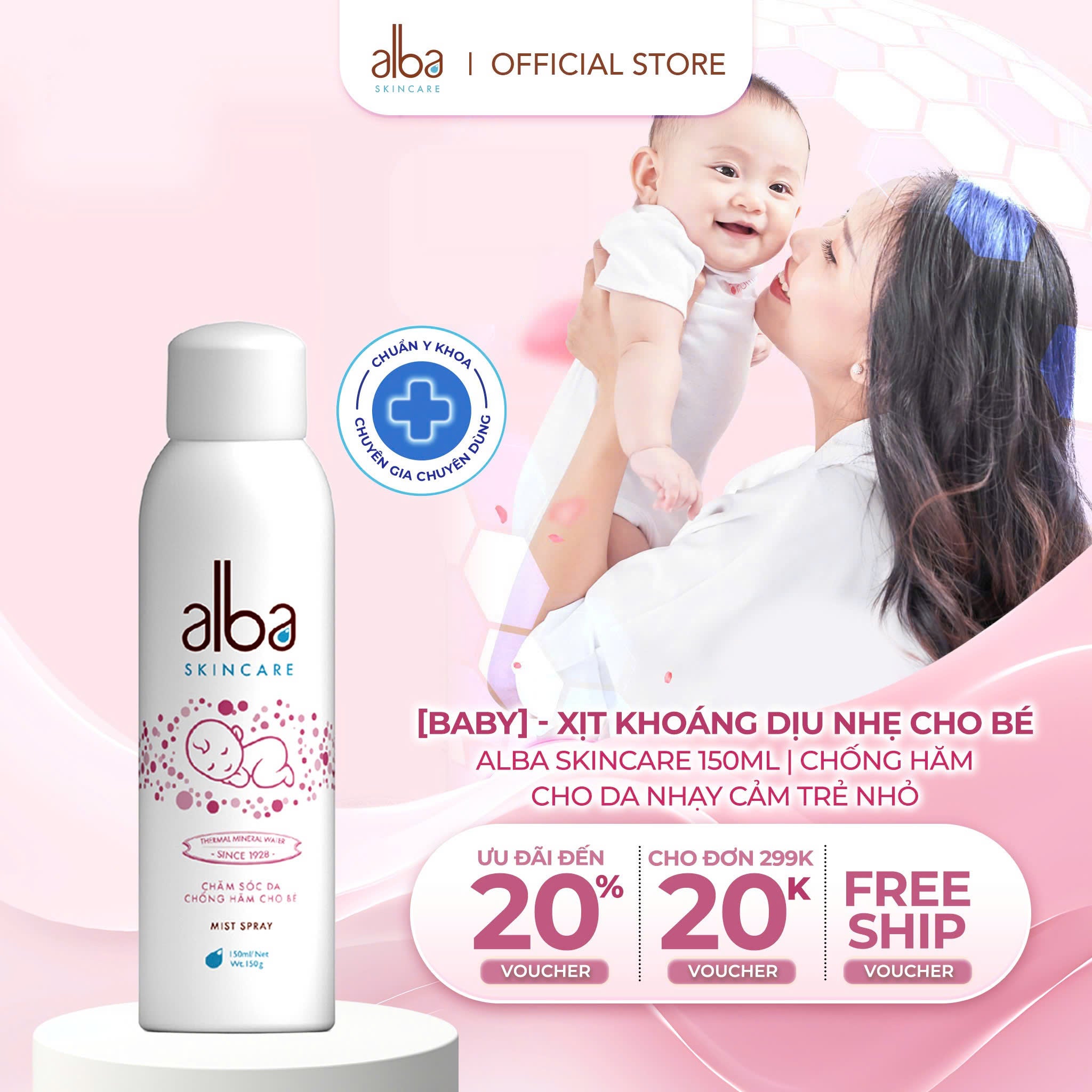 [BABY] XỊT KHOÁNG ALBA BABY DỊU NHẸ VÀ CHỐNG HĂM CHO BÉ