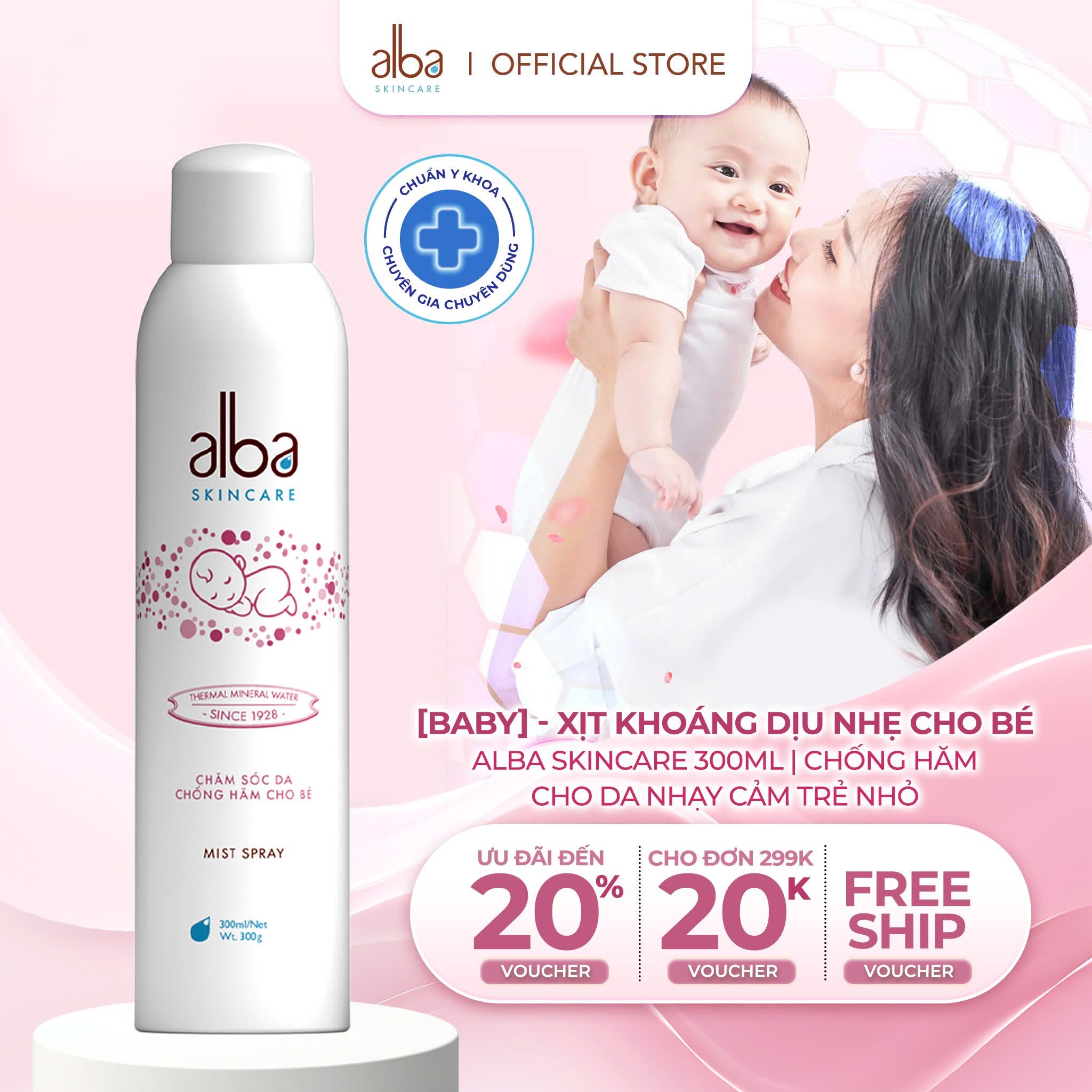 [BABY] XỊT KHOÁNG ALBA BABY DỊU NHẸ VÀ CHỐNG HĂM CHO BÉ