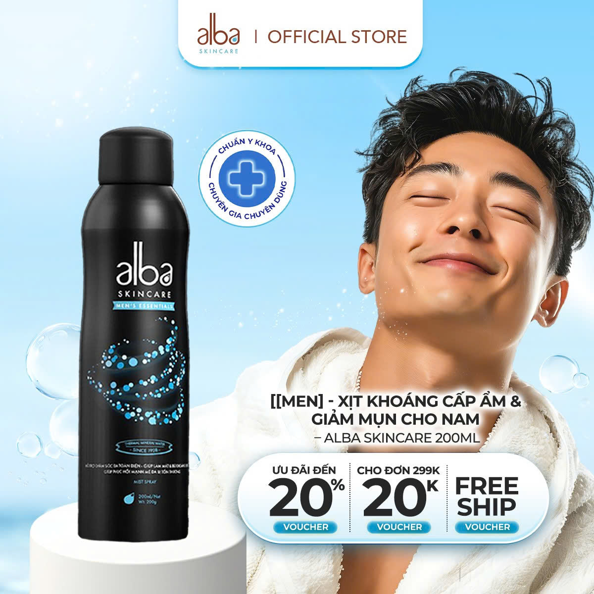 [MEN] XỊT KHOÁNG ALBA MEN CẤP ẨM - KIỀM DẦU CHO NAM